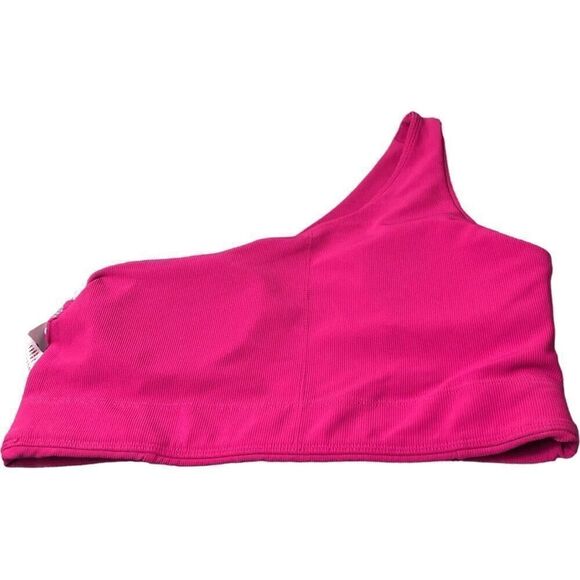 Wilo One Shoulder Hot Pink Padded Sport Bra - Picture 4 of 7